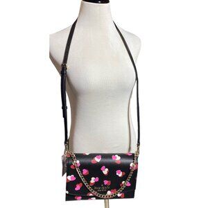 KATE SPADE CARSON CONVERTIBLE CHAIN CROSSBODY SHOULDER BAG HEARTS RED PINK BLACK